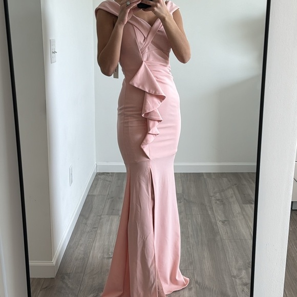 Lenovia - 5206 Ruffle Detailed Off-Shoulder Trumpet Dress - Picture 13 of 13